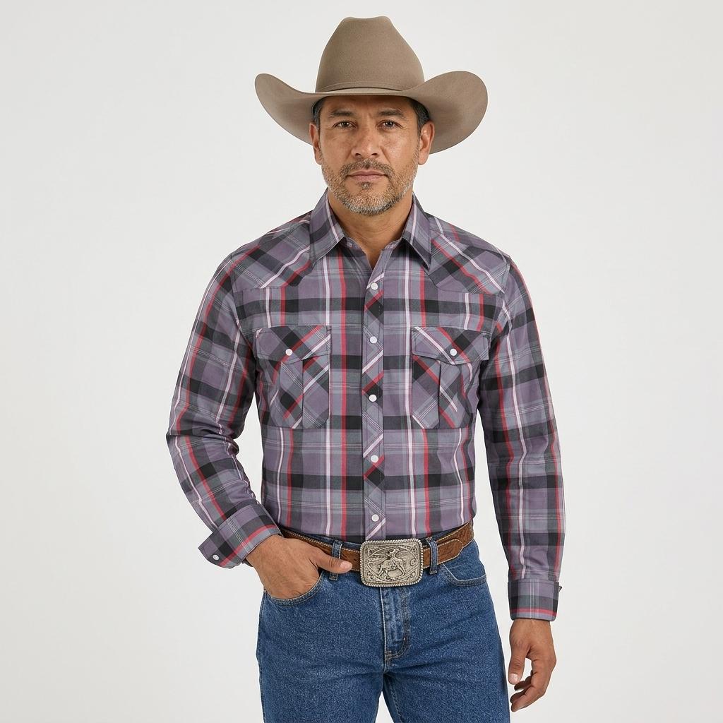 Summer Vibes Men's Western Pearl Snap Plaid Cowboy long sleeve shirt Lightweight Breathable Classic Fit Ranch Rodeo Country Concert Outfit,back to school,clothes for back to school,first day of school outfits