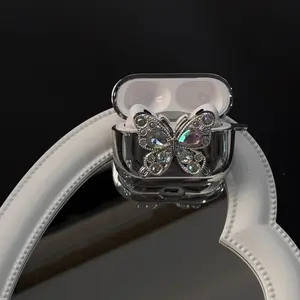 Bow Design Earphone Case, Rhinestone Decor Earphone Protector Cover, Earphone Protective Case Compatible with AirPods, Headset, Headphone Accessories