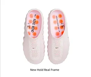 Soft Pale Pink Dot Perforated Cushion Slides Perfect For Relieving Sore Feet After Jogging & Gym Training