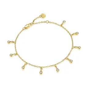 MINDDHA 14K Gold/White Gold Plated Station Charm Bracelet for Women | 6-8 Inch