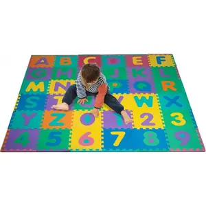 Kids' 96-Piece Foam Floor Alphabet and Numbers Puzzle Play Mat for Babies and Toddlers - Interlocking Tile Game (Multicolored)