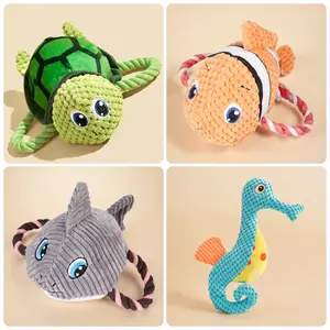 Turtle Dog Chew Toy, Ocean Animal Dog Chew Toy, Puppy Teething Cartoon Sound Dog Toy, Cute Plush Dog Toy, Pet Toy for Small Medium Large Dogs and Cats, Interactive Chew, Durable Chew
