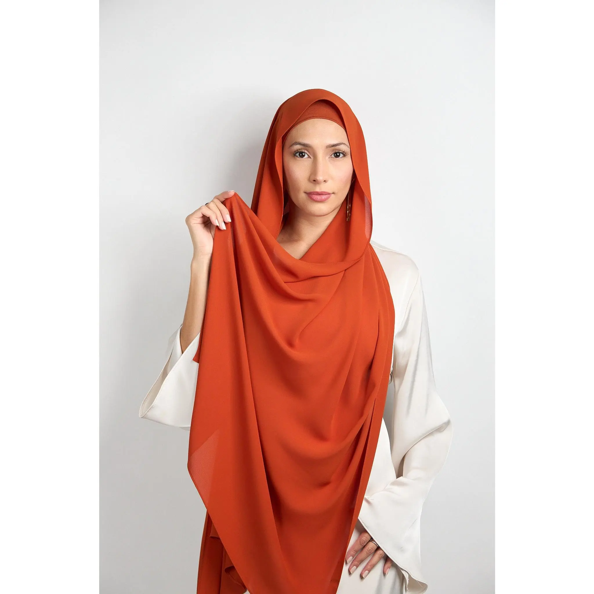 Diamond Chiffon with Matching Undercap Terracotta Orange#20