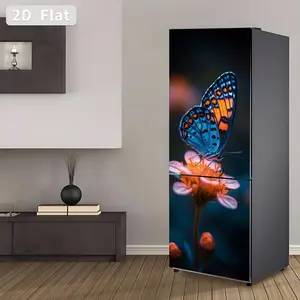 Self-Adhesive Refrigerator Stickers, Removable PVC Door Decals, Floral Butterfly Theme, DIY Home Decor, 30x180cm, Set of 2