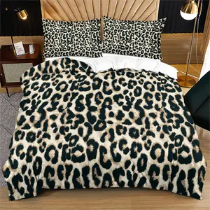 Leopard print pattern, soft bed cover set, including 1 cover and 1 or 2 pillowcases, without cotton core, suitable for daily, holiday, and birthday gifts, Soft Bedding Sets