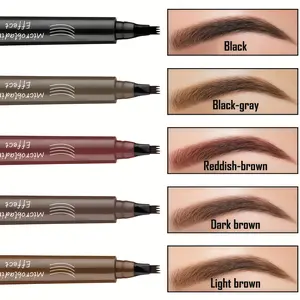 4-Colors Four-fork Eyebrow Pencil | Waterproof Microblading Eyebrow Pen with 4 Fork Tip, Long Lasting, Smudge Proof, Natural Looking Eyebrow Pencil, Easy to Use, Perfect for All Skin Types, Ideal Gift for Women