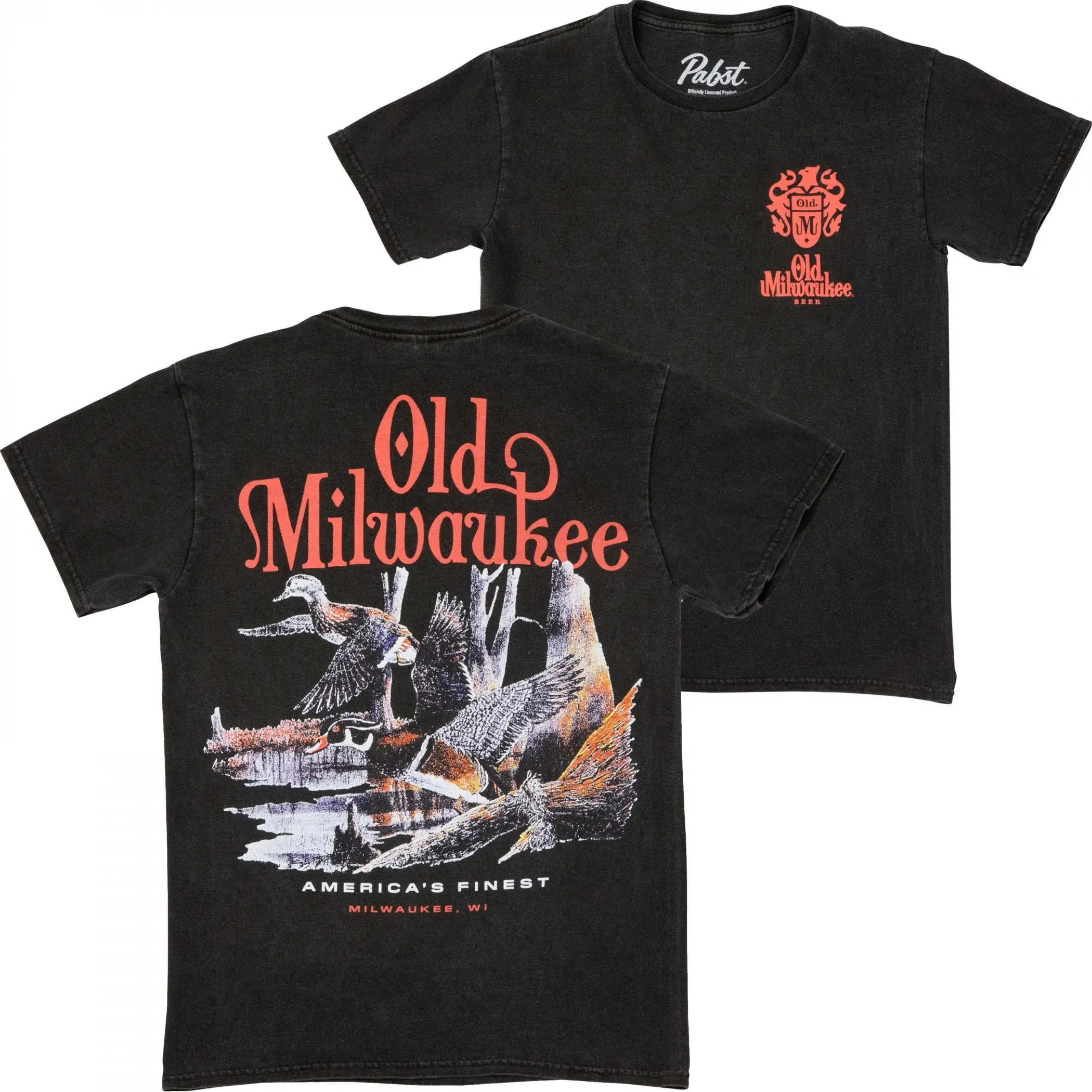 Old Milwaukee Ducks T-Shirt, Vintage Style, Front & Back Print, Retro Hunting Graphic Tee, Classic Beer & Ducks Shirt