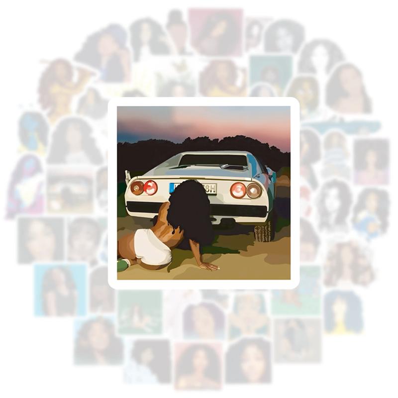 60pcs SZAAAA Stickers Singer Merch, Creative Vinyl Decals for Laptops, Notebooks & Wall Decor, Waterproof Material, Strong Adhesive Backing, Unique Art Collection for Fans