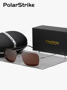 PolarStrike 1 Piece Unisex Geometric Polarized Trendy Square Sunglasses Frameless Design UV400 Classic design Meticulous craftsmanship reflecting taste