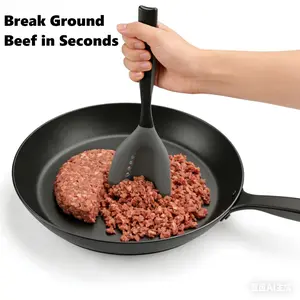 Handheld Meat Chopper for Non-Stick Cookware, Time-Saving Meat Chopper for Ground Beef，Meat Masher with Grease Drain Hole, BPA-Free , for Bacon,Beef & TurkeySuitable for Scooping, Scraping, Serving and Mixing