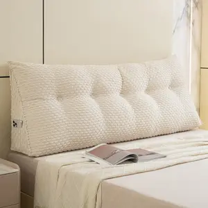 White Wheat Ear Velvet Triangular Pillow Soft Velvet Bed Bolster Cushion Reading Pillow with Cover