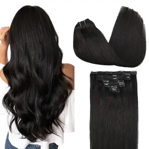 18inch-26inch 8pcs/120g/set Real Human Hair Natural Black Color Clip in Human Hair Extensions Affordable Hair Extensions Unprocessed Virgin Human Hair