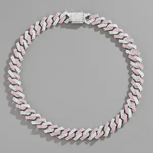 Stylish Diamond shaped Small Flip Cuban Chain Necklace Personalized Two color Splicing Light Luxury Texture Couples Can Choose The Same Two color and Can Wear It for Daily Commuting and Street Travel
