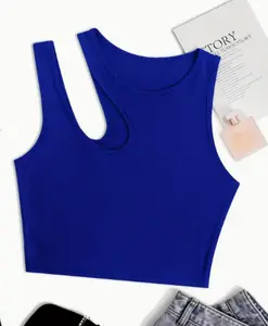 Asymmetrical Ribbed Crop Tank
