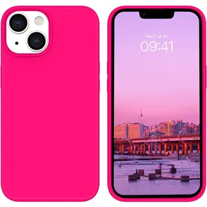 Compatible with iPhone 14 Case, Soft Silicone Gel Rubber Bumper Microfiber Lining Hard Back Shockproof Protective Phone Cover for iPhone 14 6.1", Hot Pink