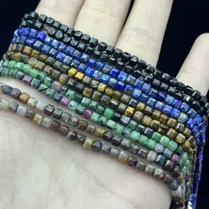 3 mm natural stone cut small square beads, available in five dark colors; suitable for bracelets, necklaces, bag pendants, and various DIY applications; ideal for pairing with jewelry accessories.
