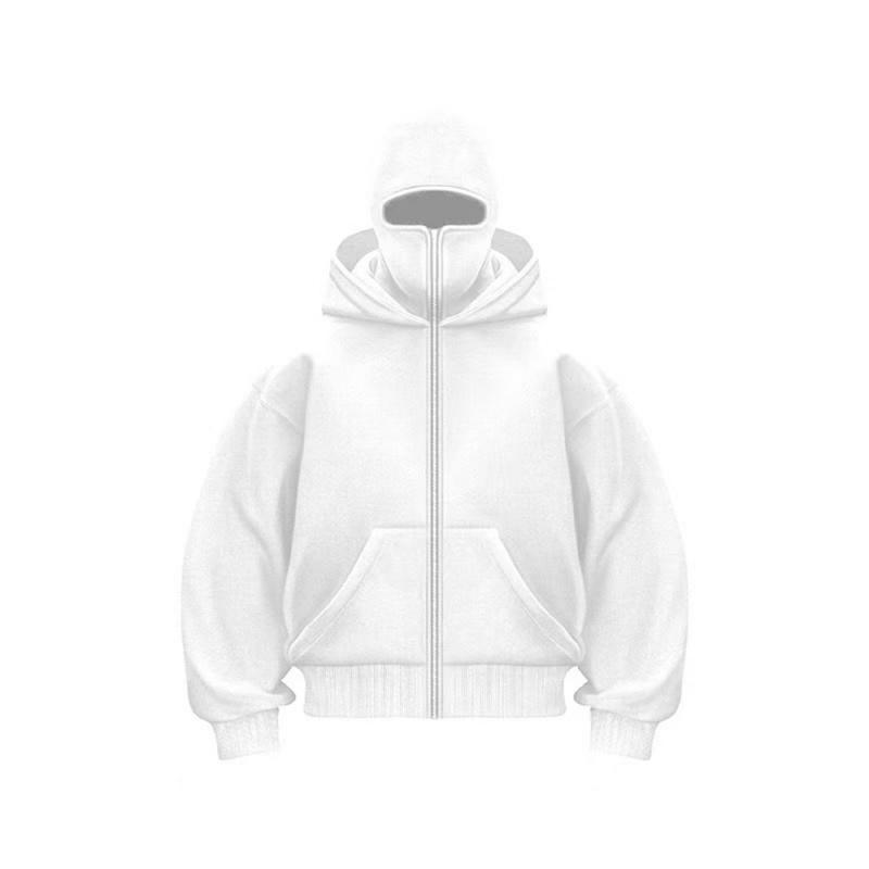 Balaclava Hoodie Jacket, Fashionable Zipper Double-Layer Hooded Shirt, Motorcycle Hoodie, Y2K Unisex Apparel, Windproof Warm Coat, Stylish Comfortable Top，muslim girl