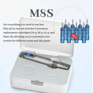 M8S Cordless Beauty Tool for Skin Smoothing & Glow - Adjustable Home Use Device - Value Kit with 8 Replacement Heads