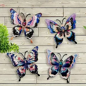 4pcs Metal Butterfly Wall Art Decor, Colorful Hanging Butterflies, Suitable for Living Room, Bedroom, Outdoor, Garden, Yard, Fence, Walls