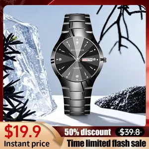 Men's casual and business round dial quartz watch, party fashion watch, daily clothing decoration, versatile trendy birthday gift watch