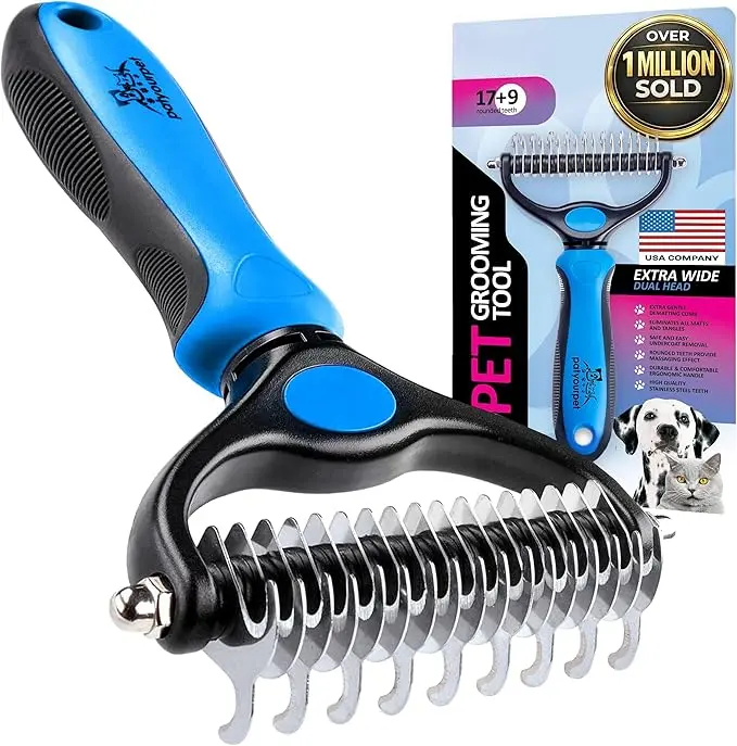 Double-Sided Pet Deshedding Brush for Dogs & Cats – Grooming Tool for Long & Short Hair, Skin-Friendly Undercoat & Shedding Comb