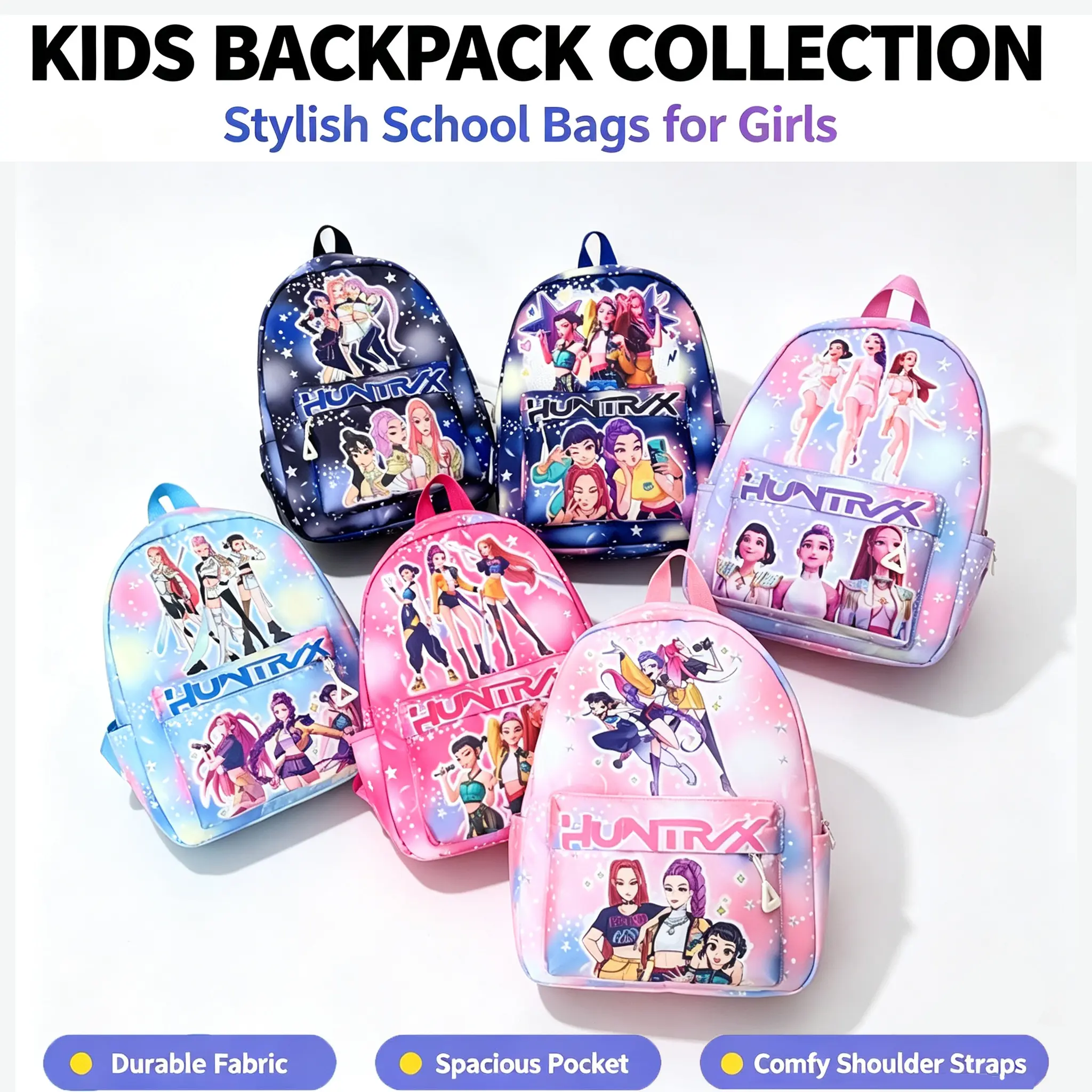 New K-pop Devil Hunter Backpack - a must-have for back-to-school season. Lightweight and breathable, perfect for school, outdoor activities, and travel.