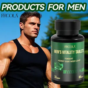 Frcola Men's Vitality Tablets - Damiana Supplement with Tongkat & Horny Goat Weed Leaf for Optimum Fitness and Healthcare - 60 Edible Tablets