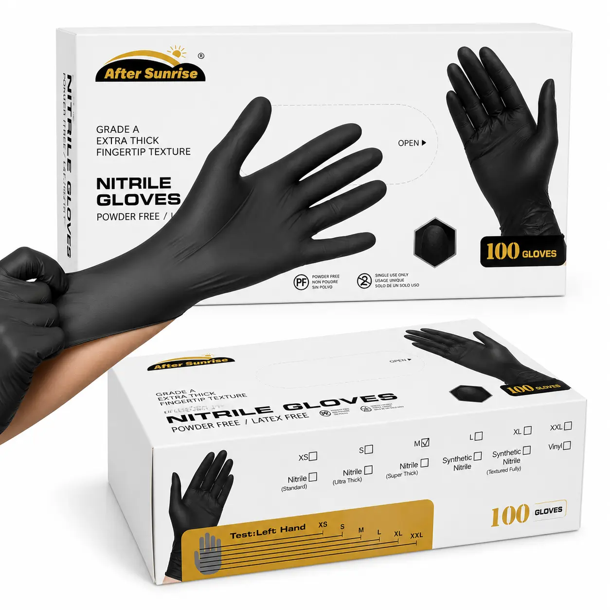 Nitrile Gloves - Food Handling - Powder Free and Latex Free 5 Mil Thickness Disposable Gloves for Food Preparation, Cooking, Baking, Grilling - Black of 100 Pcs