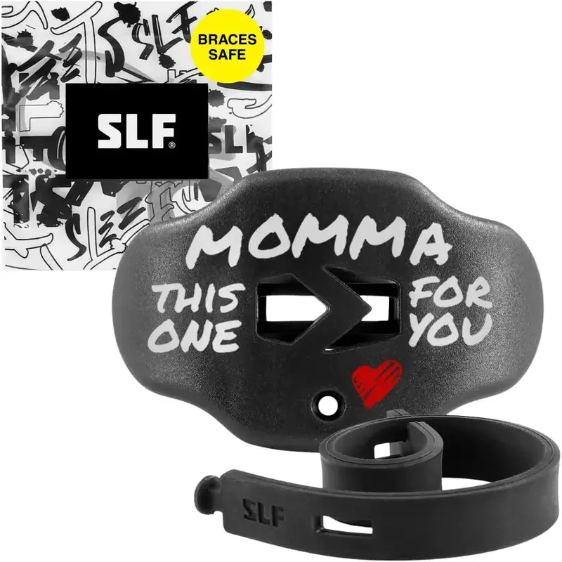 Football Mouth Guard - Lip/Mouthguard with Helmet Strap - Lip/Teeth Protector Mouthpiece - No Boil - for Youth/Adults, Maximum Air Flow, for All Sports - Momma This One for You