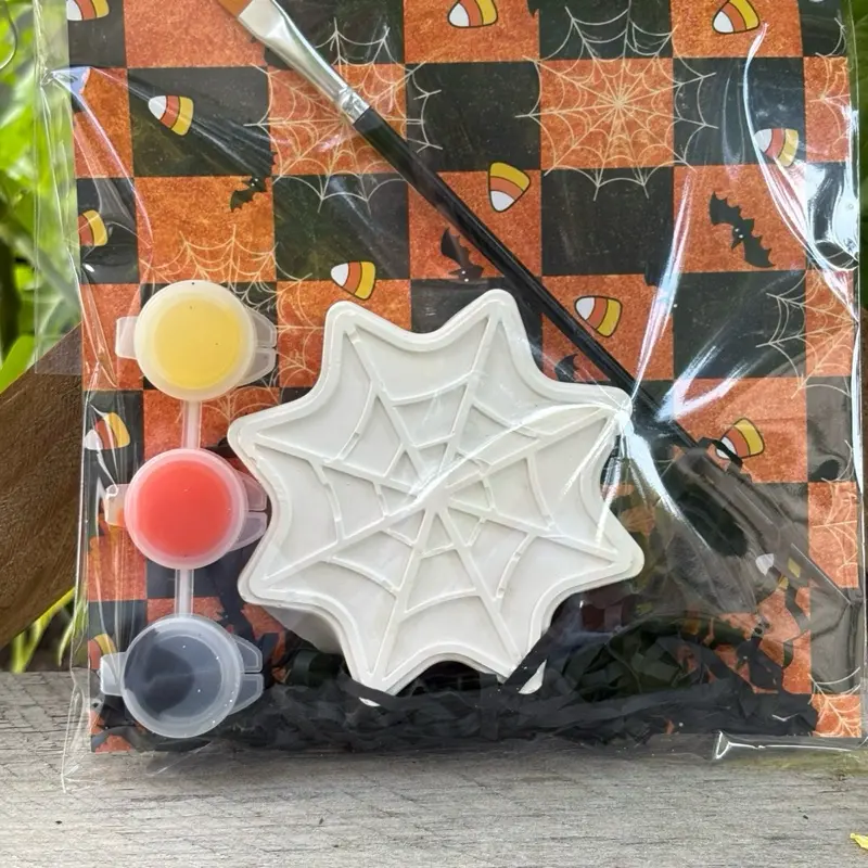 Kids' Spooky Theme Spider Web Plaster Base Paint Kit, Kids' Craft, DIY Classroom Party Favor, Boo Basket Filler