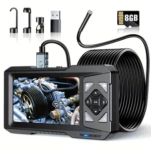 Aikokk 1080P HD Endoscope Camera with 8GB Card, 4.3" IPS Screen, 5.5mm IP67 Waterproof 0.21-inch Ultra Thin Probe, 6 Adjustable LEDs, 16.4FT Semi-Rigid Cable for Automotive, Plumbing, HVAC, Home Inspection Tools