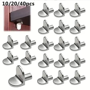 Stainless Steel Half-Moon Shelf Support Pegs, 10/20/40PCS Heavy Duty Shelf Pins, Cabinet Shelf Holder Clips for Bookshelves, Cabinets, Wardrobes & Furniture Shelves – Easy to Install & Durable