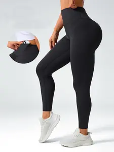 Women's High-Waisted Sporty Yoga Pants, Tight-Fitting Woven Fabric, Plain Pattern, All-Season Wear, Comfortable & Stylish Design, High Waisted Leggings