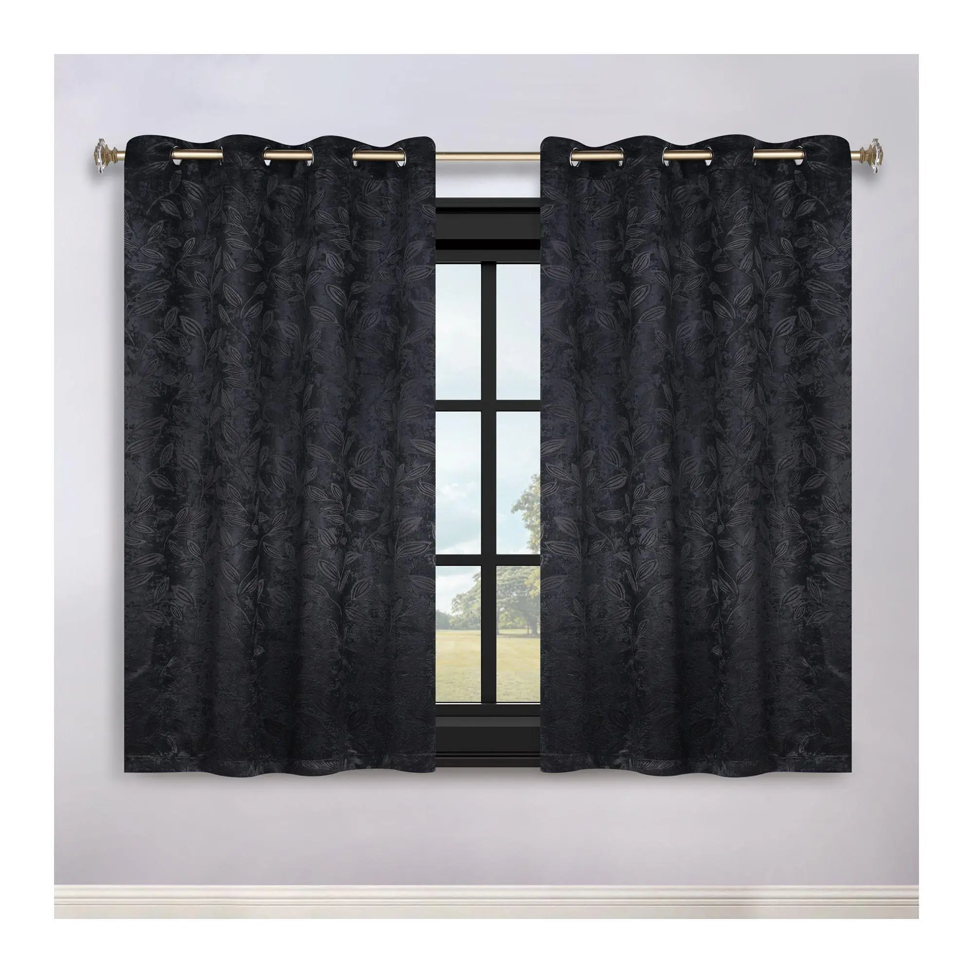 Superior Modern Leaves Blackout Curtain Panel Set, 52X72 Superior Modern Leaves Blackout Curtain Panel Set, 52X72