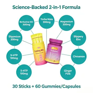 Women's Probiotics+Slippery Elm 60 Pineapple Gummies & Cutting Drink Mix 30 Servings- Feminine pH Balance