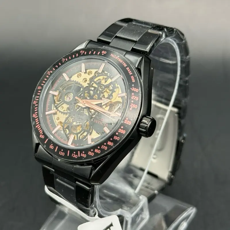 Invicta Objet D'Art 49503 Automatic Skeleton Watch – Black & Rose Gold