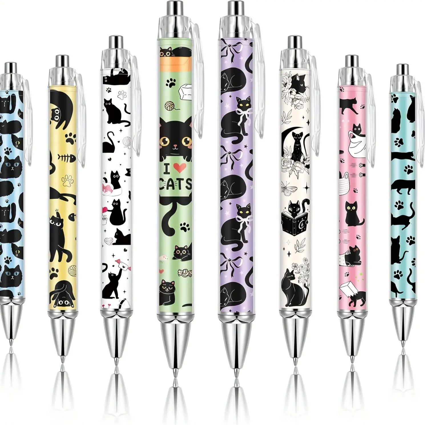8 Pcs Ballpoint Pens for Women, Pen Set, Ballpen Set, 1.00 Mm Fine Point, Cute Ink, Smooth Writing, Aesthetic Pens, Elegant Student Pen, College Student Pen, Ideal for Students, Classroom, Office Supplies