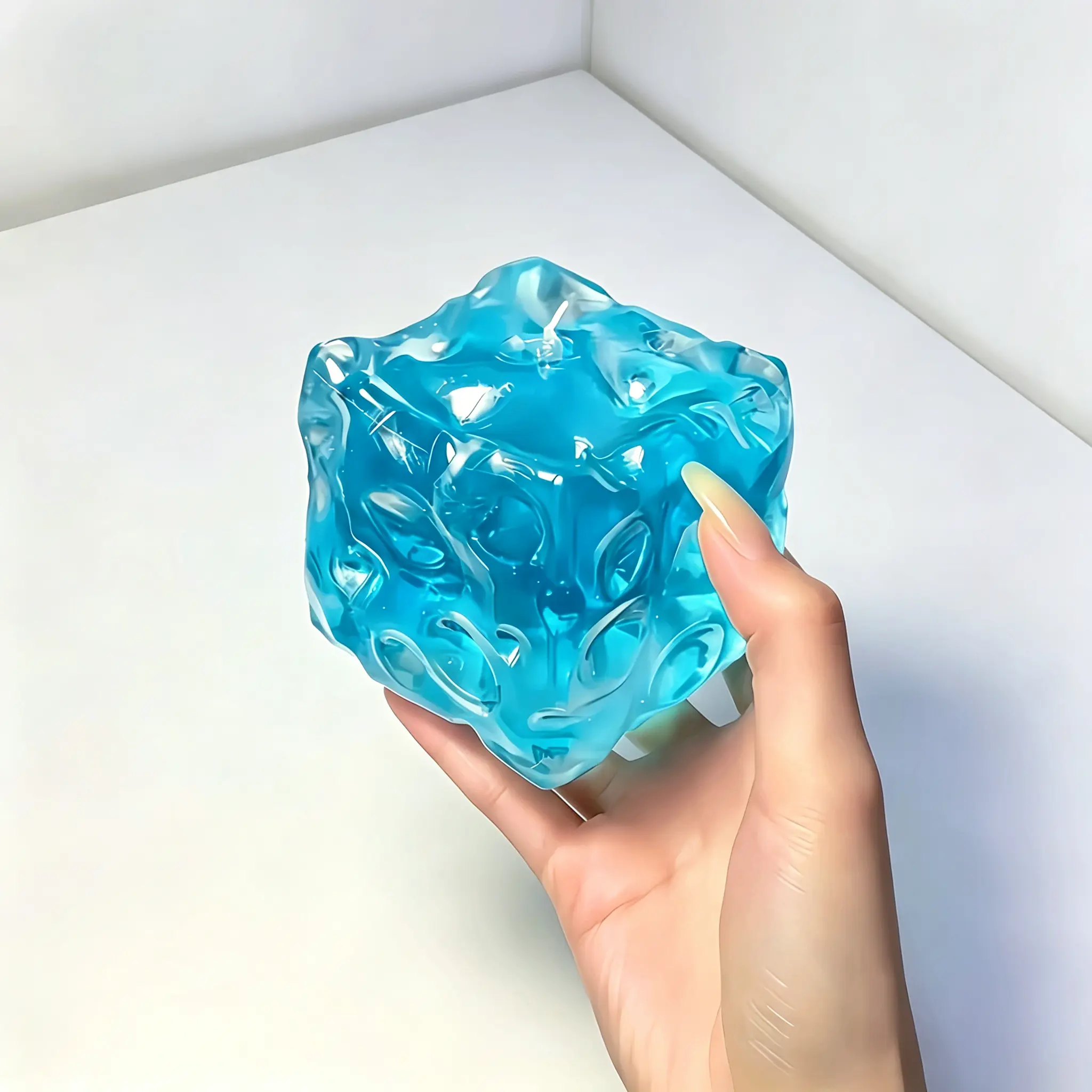 Portable Pocket Hobby Gifts Suitable for Office Classroom Travel, Soft Elastic Stretchy Sensory Toy to Relieve Anxiety for Adults & Kids, Square Clear Blue TPR Malt Sugar Cheese Cube Squishy Stress Relief Squeeze Fidget Toy