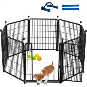 Tall Garden Fences and Borders, 54 in(H) Dog Fences for The Yard, 4 Panels Total 8.9 Ft Long, Gate 21 Inches Wide with Low Sills. Dog Fence Outdoor or Indoor. Fencing for Garden Beds