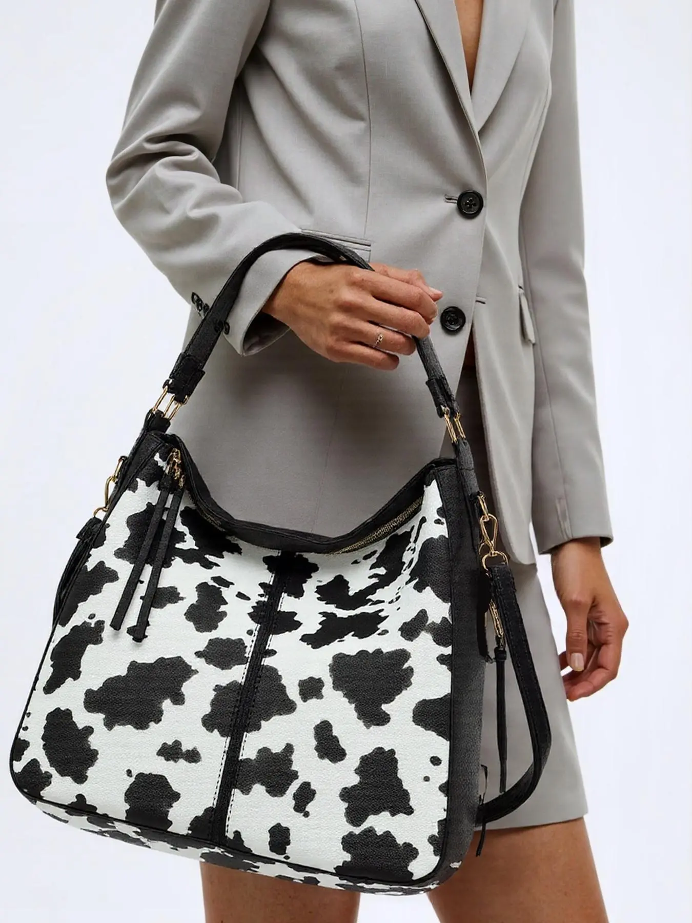 Women's Fashionable Cow Print Handbag & Wallet, Elegant PU Leather Hobo Bag & Wallet, Casual Trendy Versatile High-quality Daily Commuting Bag Set, Trendy Commuter Purse