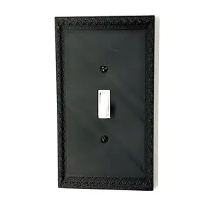 Victorian-Style Light Switch & Outlet Cover Plate – Decorative Black Wall Plate with Ornate Trim