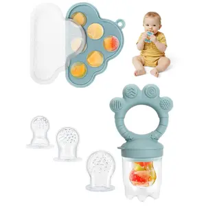 Baby Breastmilk Popsicle Molds & Fruit Food Feeder Pacifier, Silicone Baby Food Storage Containers, Baby Popsicle Molds Teething for Toddler Teething & Infant Self Feeding (Blue)