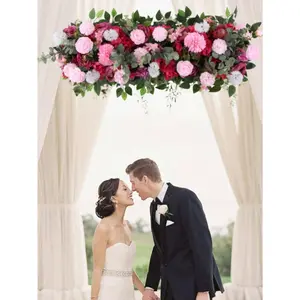 Maximum discount  3.28ft 100cm Arch Artificial Flowers Arrangement Swag Silk Fake Peonies Rose Floral Row For Wedding Backdrop DIY Party Ceremony Decoration Anniversary Decor