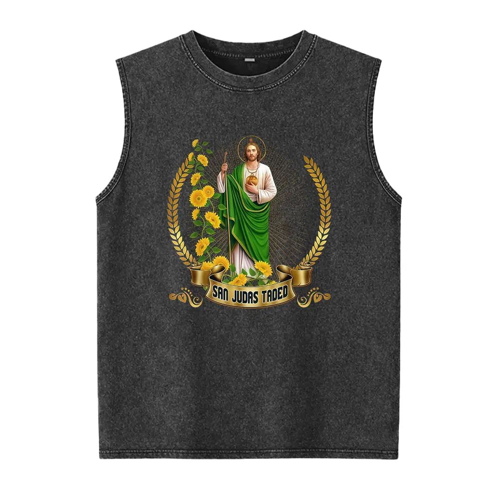 Crewneck Washed Vest San Judas de Tadeo: Mexico's Defender of Lost Causes Washed Vest100% Cotton, Comfortable Washed Vest
