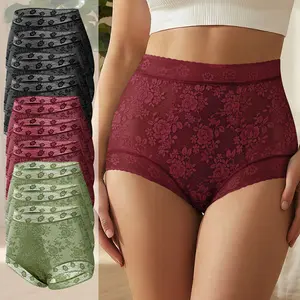 Morelect 10 Pcs Women's High Waist Lace Panties, Multicolor Floral Assorted, Front Cross Breathable Lightweight, Everyday Summer Comfort Briefs,mothersdaygift. Soft Underwear Womenswear