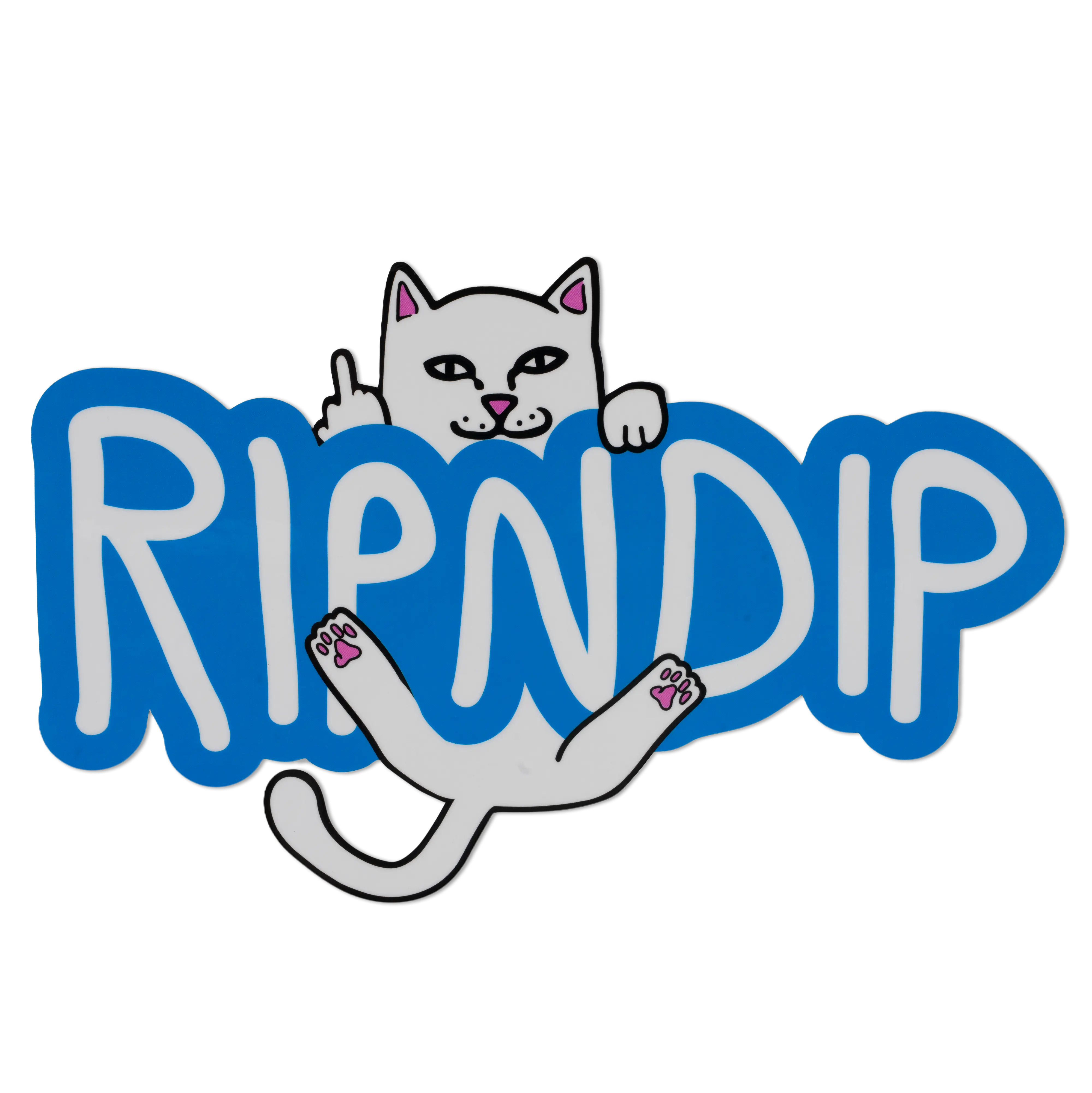 Ripndip Logo Peeking Nermal Stickers, Blue-White Design for DIY Scrapbooking & Stamping Projects