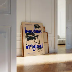 Bauhaus Poster, Graphic design print, Wassily chair print, retro bauhaus original print, Vintage beige poster