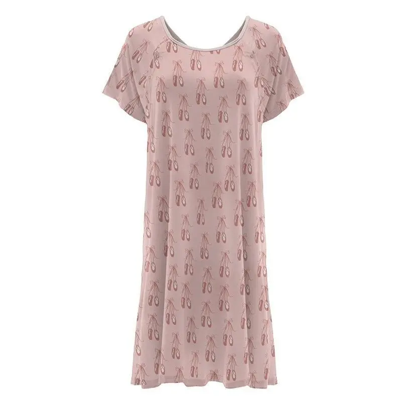 Women's Print Bamboo Labor and Delivery Hospital Gown - Baby Rose Ballet
