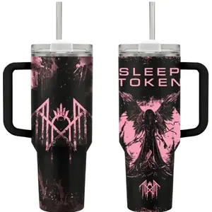 Sleep Token Music Tumbler, Pink Black Version Sleep Token Cup, 40 oz 20 oz Tumbler With Handle, Gift For Fans, Gift for Men & Women