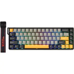 Aula WIN68 HE  Keyboard with Adjustable Actuation, Hall Effect Switches, 65% Wired Compact Keyboard, 8000 Hz Polling Rate, Hot-Swappable (Grey&Yellow)